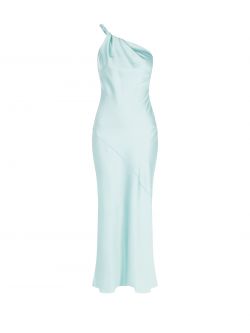 One-Shoulder Dress with Aqua Green Torchon   Rinascimento