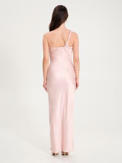 One-Shoulder Dress with Pink Torchon   Rinascimento