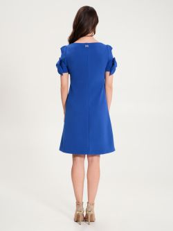 A-line Dress with China Blue Bow  Rinascimento