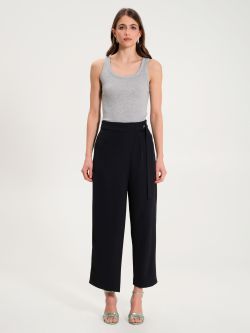 Cropped Wrap Trousers in Black Cady  Rinascimento
