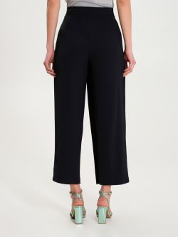 Cropped Wrap Trousers in Black Cady  Rinascimento