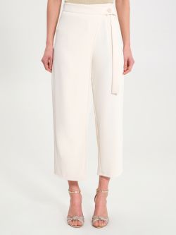 Cropped Wrap Trousers in Cream Cady   Rinascimento