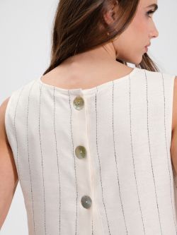 Pinstripe Top with Ivory Buttons on the Back   Rinascimento