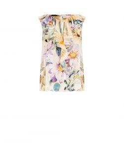 Multicoloured Floral Blouse with Ruffles   Rinascimento