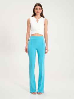 Flared Trousers in Turquoise Technical Fabric det_1