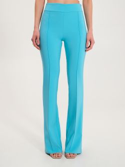 Flared Trousers in Turquoise Technical Fabric det_2