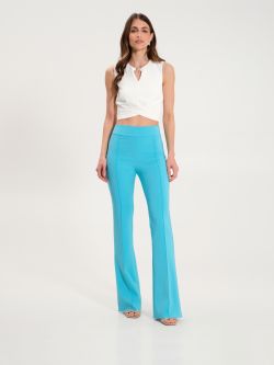 Flared Trousers in Turquoise Technical Fabric sp_e1