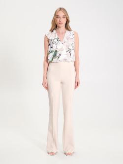 Flared Trousers in Beige Technical Fabric det_1