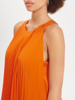 Orange Pleated Dress in_i5