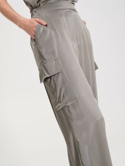 Military Green Satin Cargo Pants  in_i5