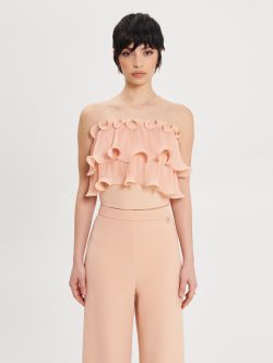 Peach Top with Pleated Rouche  Rinascimento