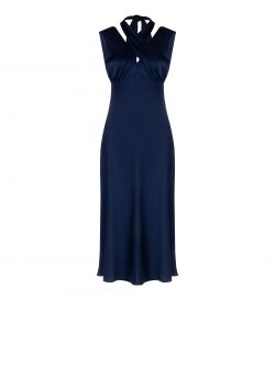 Crossover-Kleid aus Satin in Blau  Rinascimento