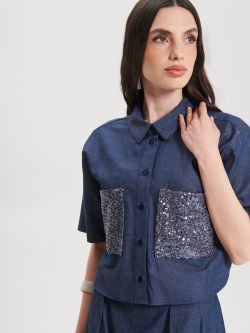 Chambray Shirt with Sequin Details  Rinascimento