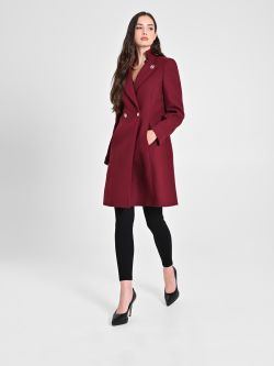 Cappotto Bordeaux con Collo in Piedi