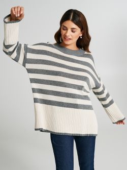 Maxi-Pullover mit Streifen   Rinascimento