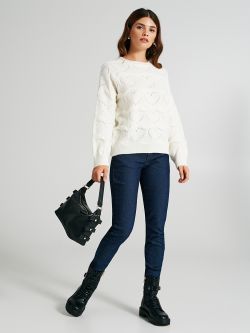 Jumper with Heart-Shaped Knit Pattern  Rinascimento