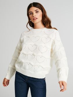 Jumper with Heart-Shaped Knit Pattern  Rinascimento