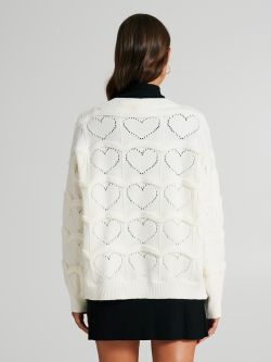 Cardigan with heart-shaped knit pattern   Rinascimento