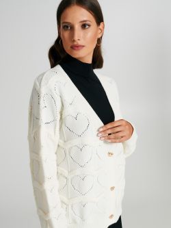 Cardigan with heart-shaped knit pattern   Rinascimento