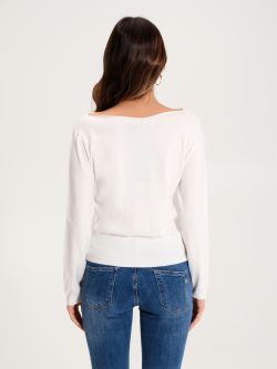 Cream Boatneck Sweater in ECOVERO®  Rinascimento