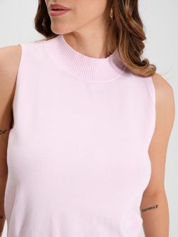 Top de cuello alto en viscosa rosa ECOVERO®   Rinascimento