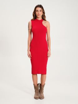 Red One-shoulder Knitted Dress  Rinascimento