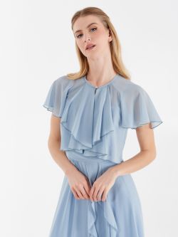 Copri spalle Atelier con collo Jabot color Celeste Copri spalle Atelier con collo Jabot color Celeste Rinascimento