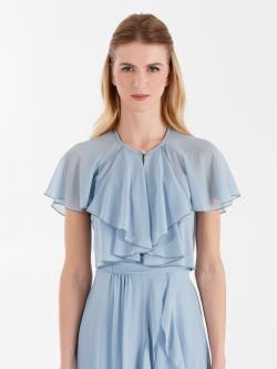 Copri spalle Atelier con collo Jabot color Celeste Copri spalle Atelier con collo Jabot color Celeste Rinascimento