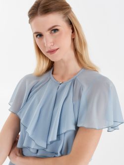 Copri spalle Atelier con collo Jabot color Celeste Copri spalle Atelier con collo Jabot color Celeste Rinascimento