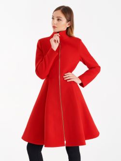 red flared coat