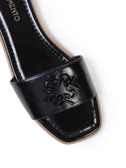 Flat monogram sandals, black Flat monogram sandals, black Rinascimento