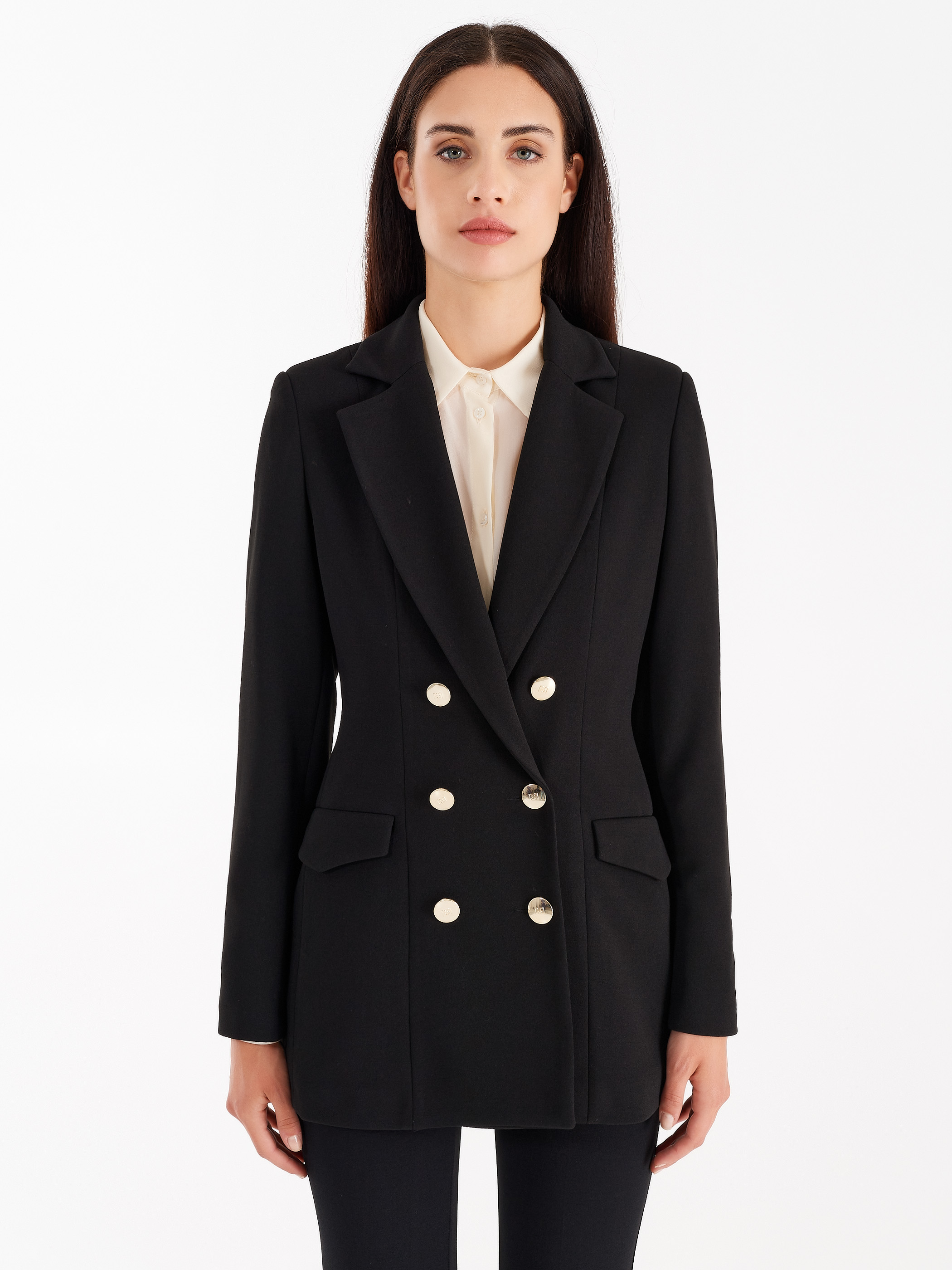 Giacca da donna doppiopetto con bottoni a quadri giacca da ufficio abbigliamento da lavoro giacca slim fit giacca giacca donna giacca da donna giacca con risvolto stampa bianco nero 
