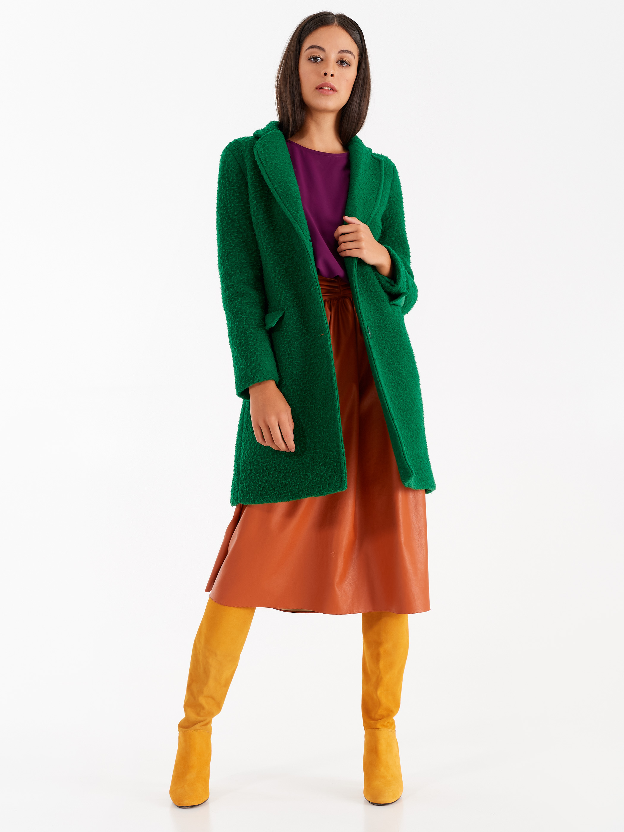 Faux Leather Skirt Orange Orange Women Rinascimento