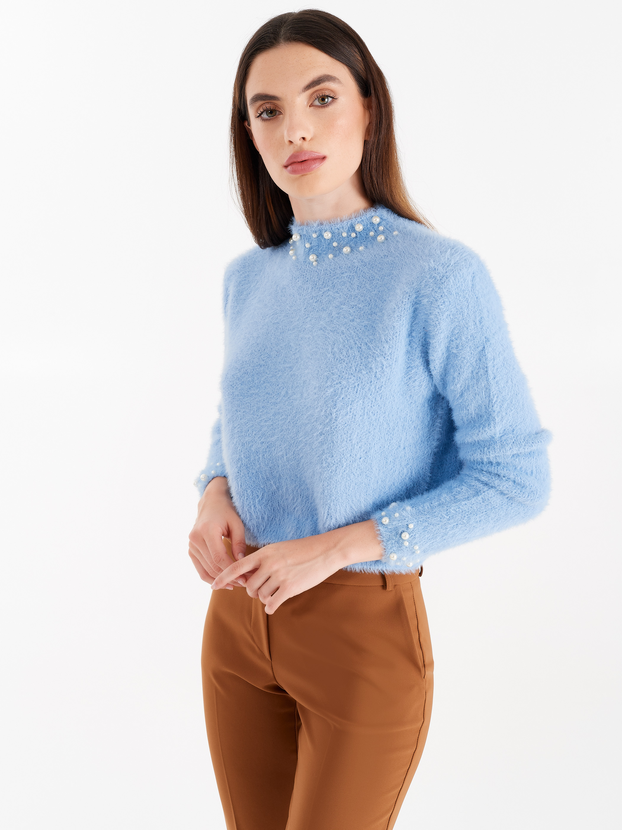 turtleneck with pearls