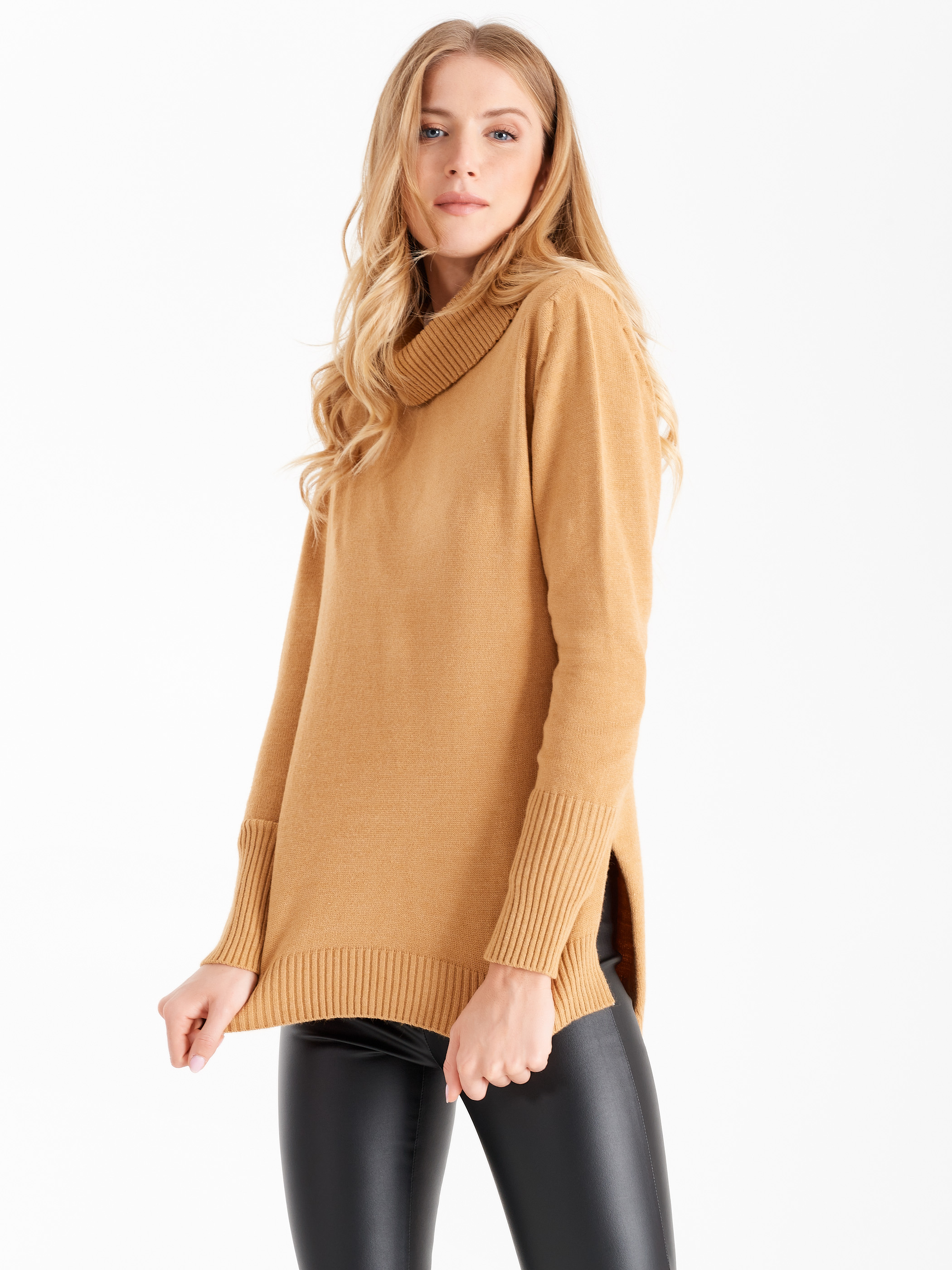 womens camel turtleneck sweater