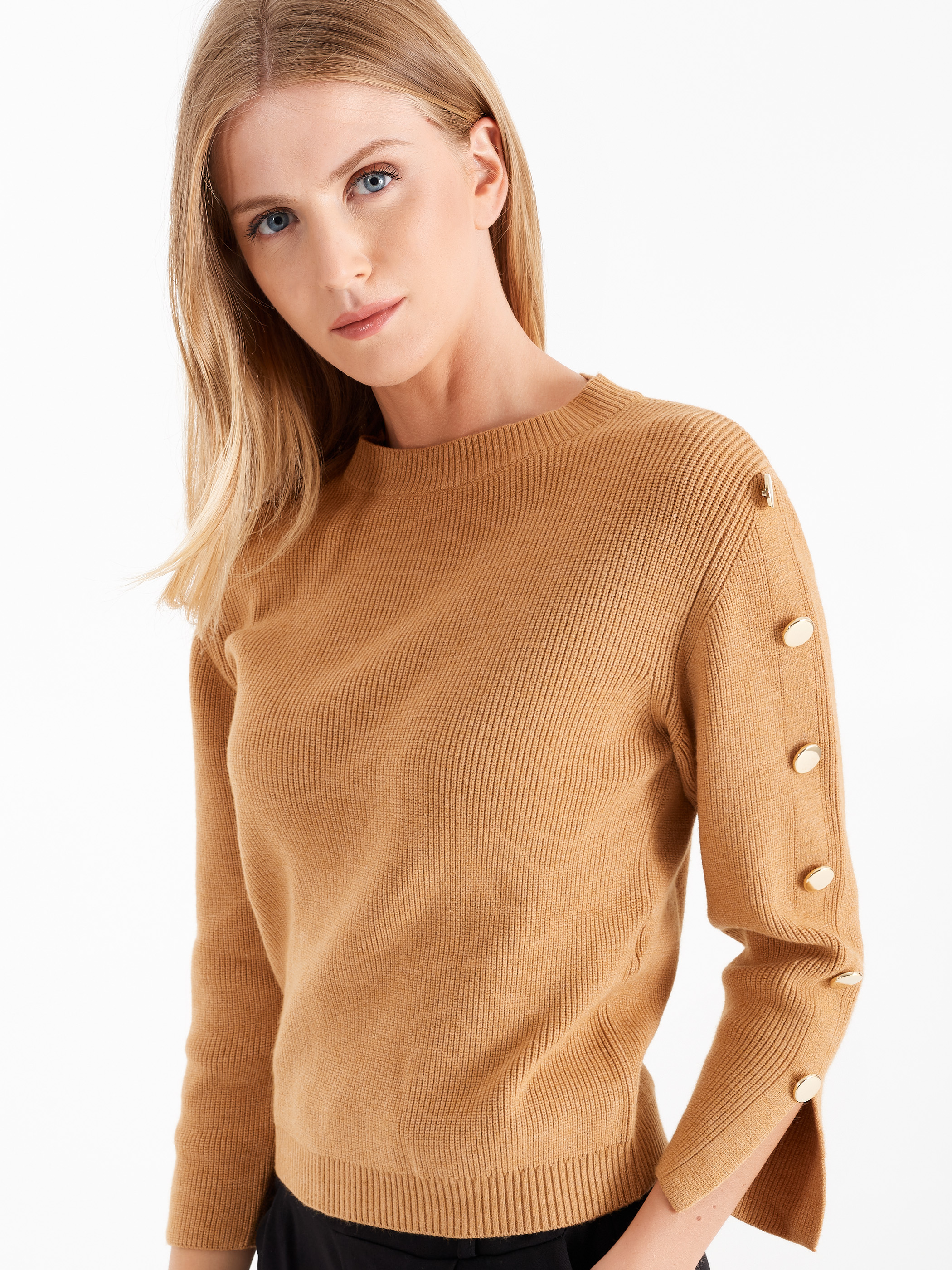 jumper with gold buttons