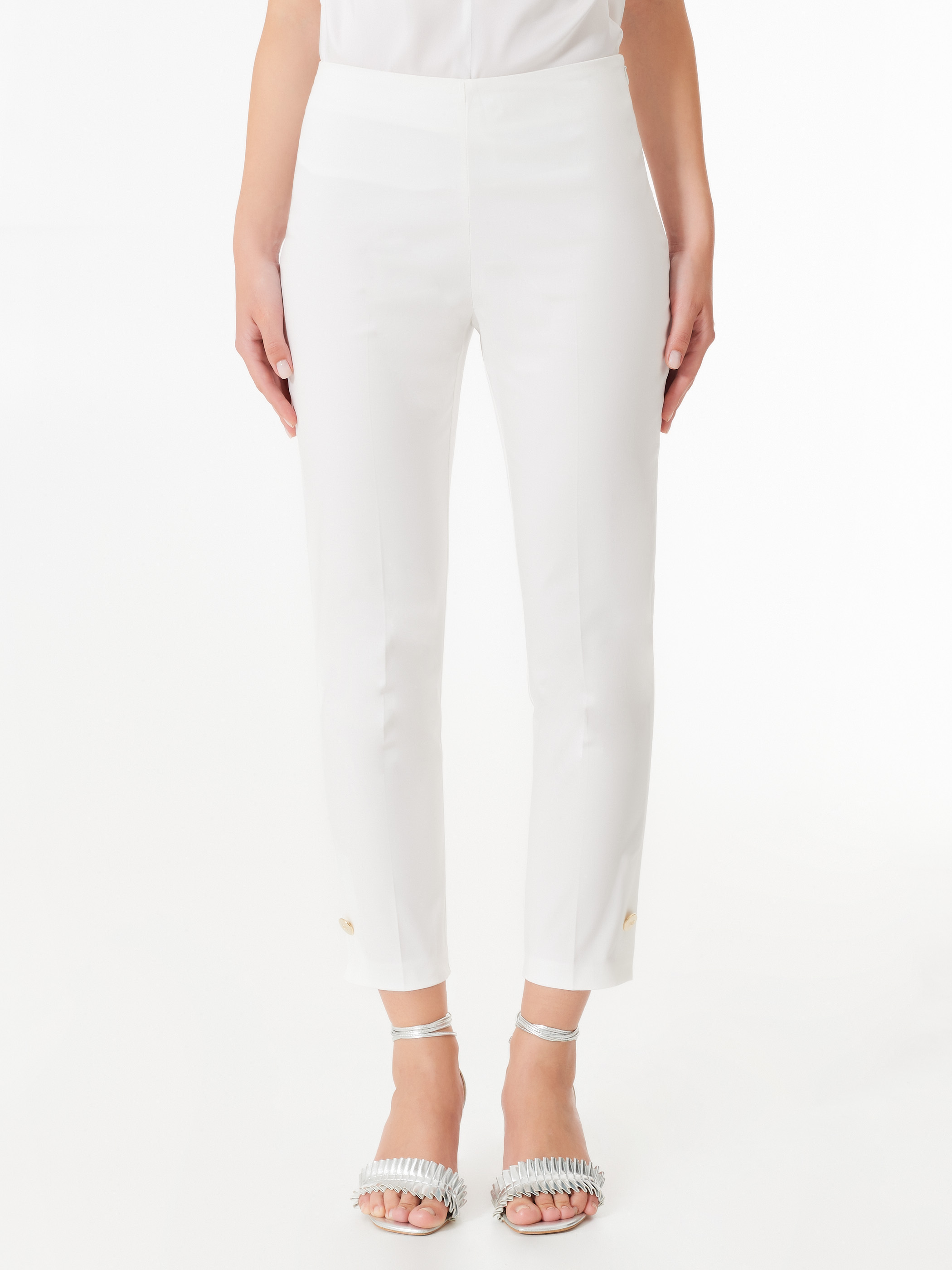 satin trousers white
