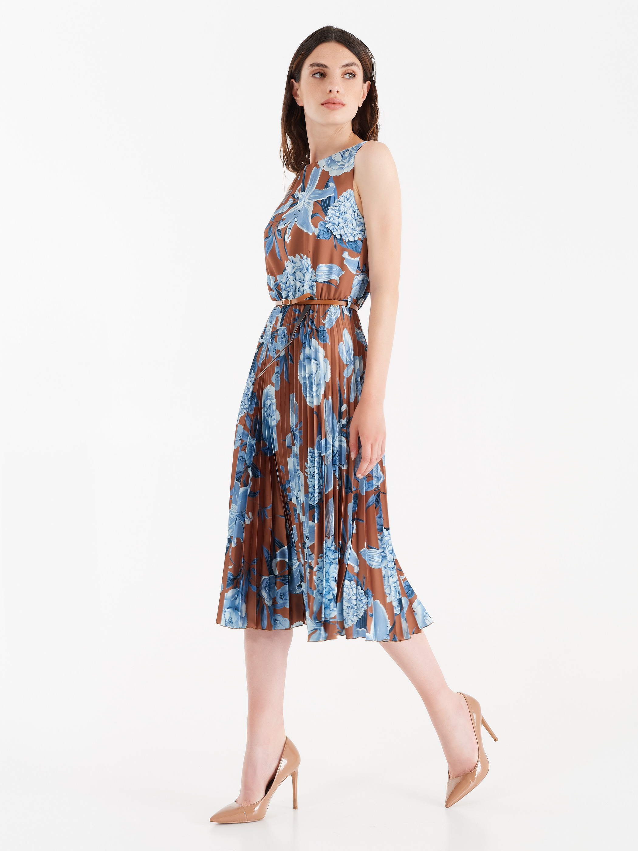 two tone pleated dress