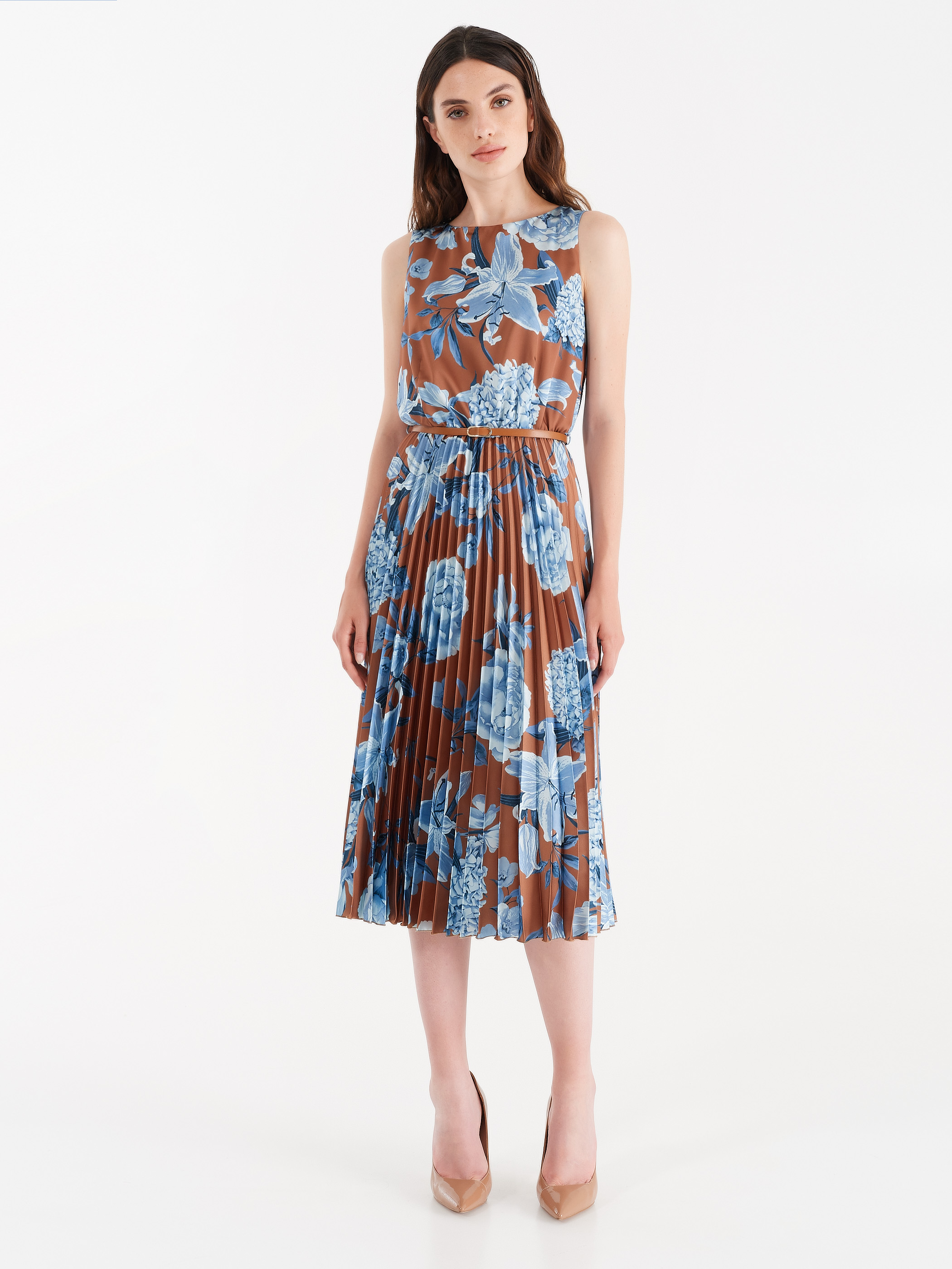 two tone pleated dress