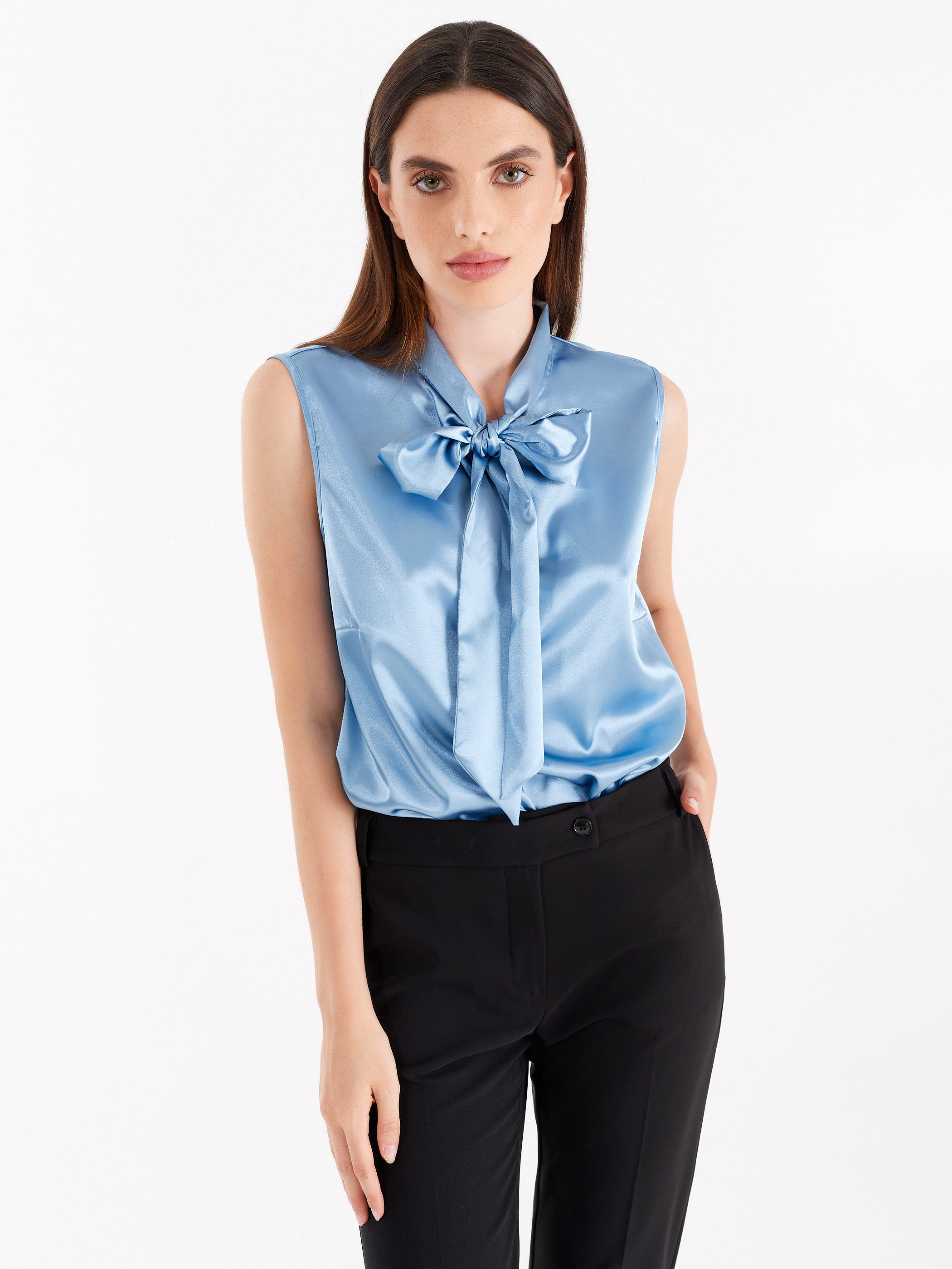 Satin Top Light Blue Rinascimento