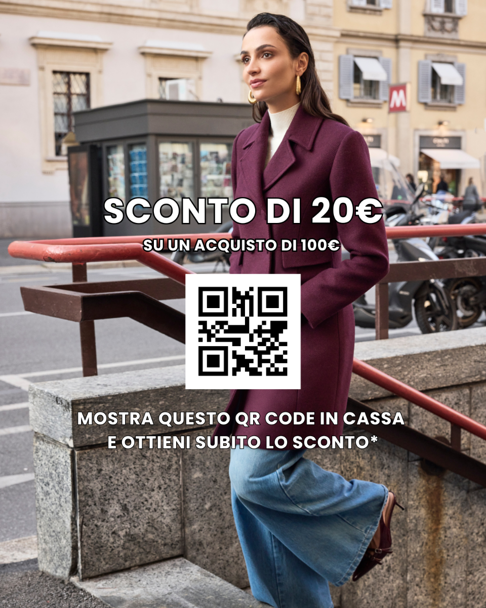 Sconto di 20€ su un acquisto di 100€, mostra questo QR code in cassa e ottieni subito lo sconto*