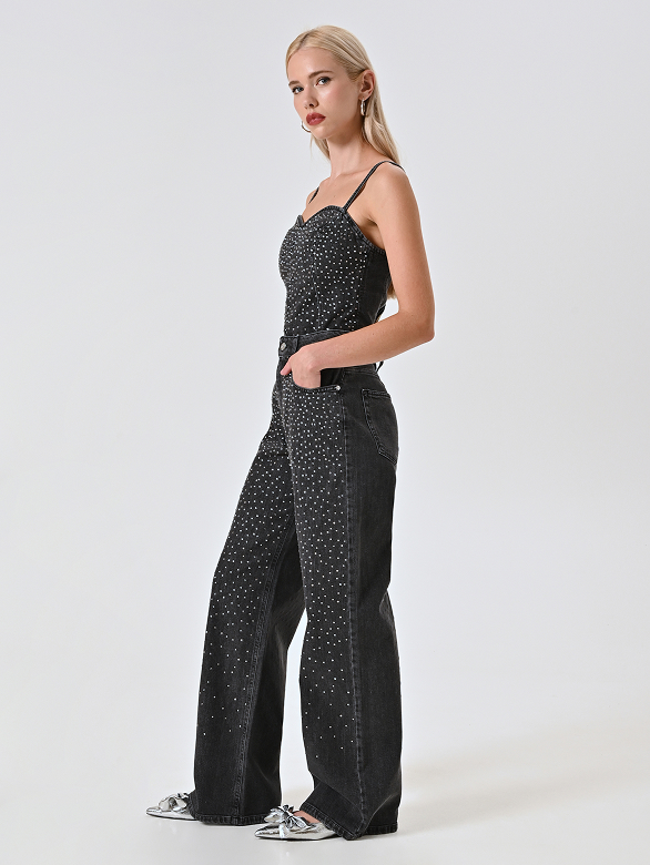 Jeans Grigi con Strass