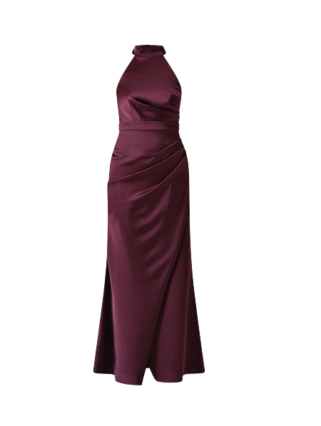 Abito Lungo Bordeaux con Scollo all'Americana