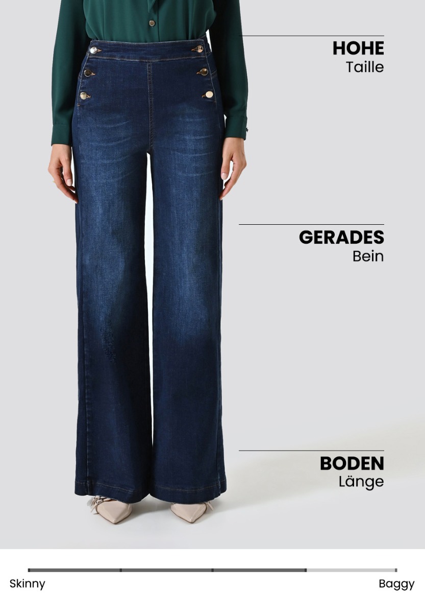 Jeans mit dunkler Waschung und weitem Bein