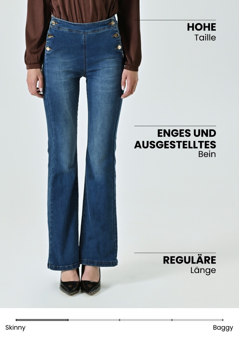 Schlagjeans mit flachen Knöpfen
