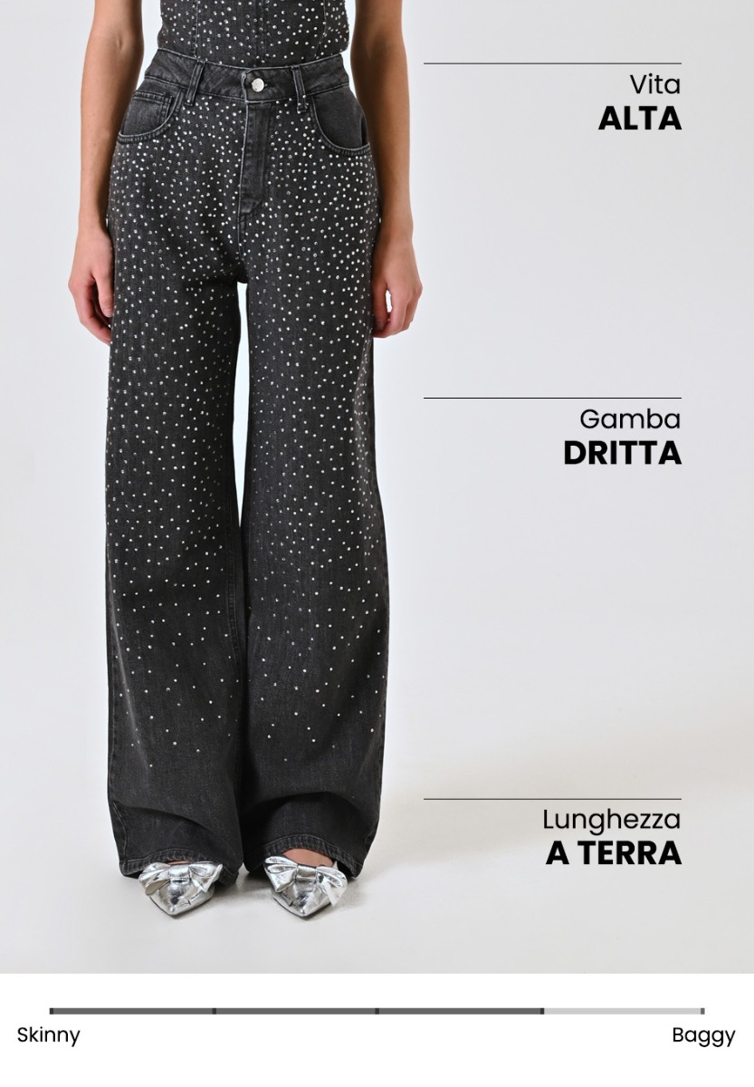 Jeans Grigi con Strass
