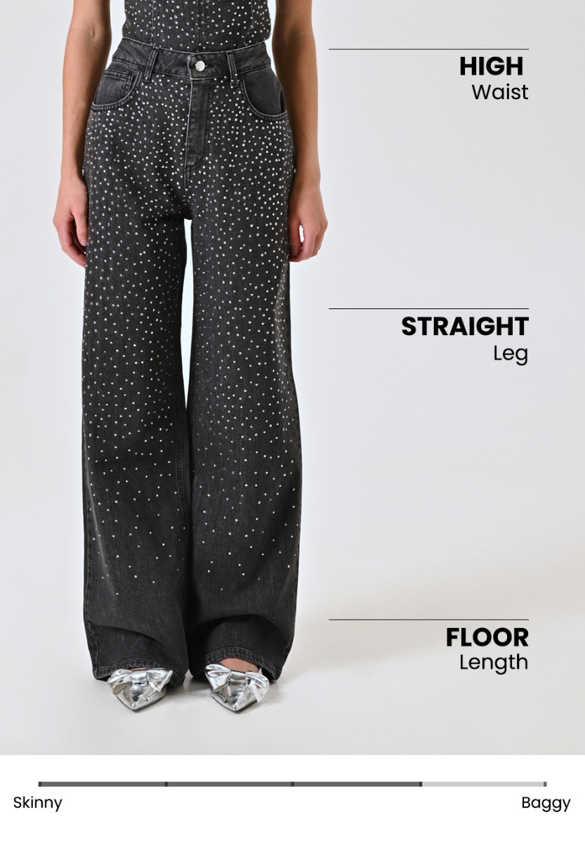 Grey Rhinestone Jeans