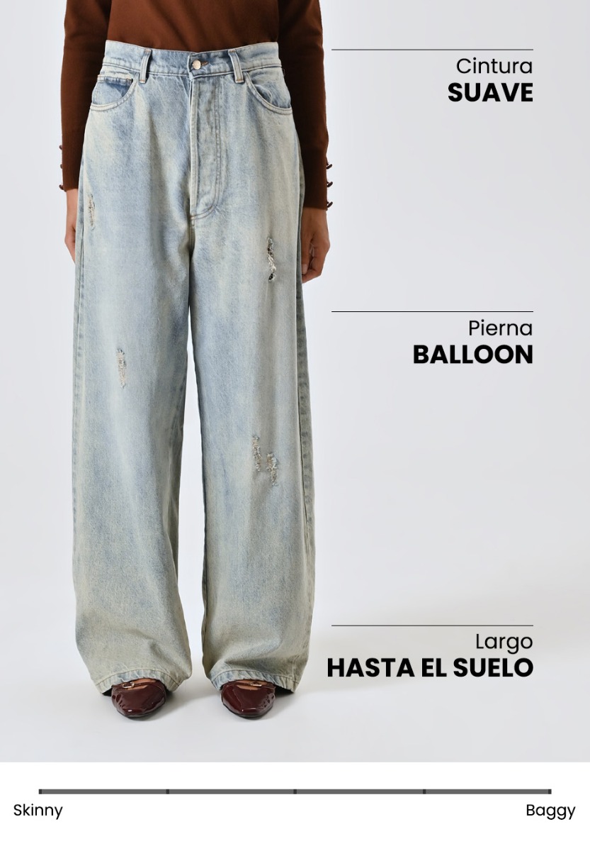 Jeans de lavado claro efecto desgastado