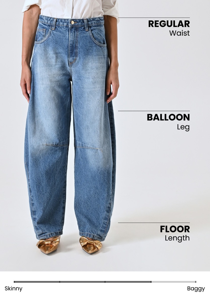 Balloon Jeans with Visible Stitching