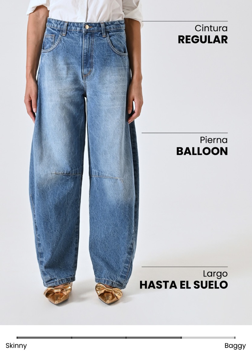 Vaqueros balloon con costuras visibles